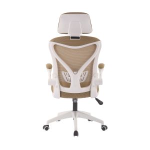 Директорски стол RFG Jolly White HB, дамаска и меш, Tilt механизъм, полипропиленова основа, до 120 kg, бежов