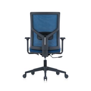 Ергономичен стол RFG Snow Black W, дамаска и меш, Multi-function механизъм, до 120 kg, тъмносиня седалка, тъмносиня облегалка
