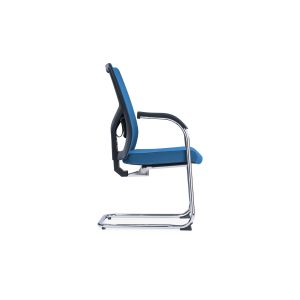 Посетителски стол RFG Snow Black M, дамаска и меш, до 120 kg, тъмносиня седалка, тъмносиня облегалка, 2 броя в комплект