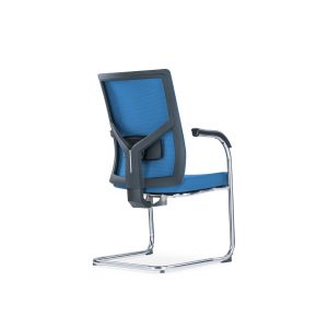 Посетителски стол RFG Snow Black M, дамаска и меш, до 120 kg, тъмносиня седалка, тъмносиня облегалка, 2 броя в комплект