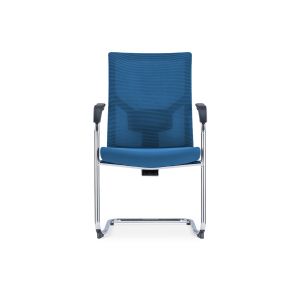 Посетителски стол RFG Snow Black M, дамаска и меш, до 120 kg, тъмносиня седалка, тъмносиня облегалка, 2 броя в комплект