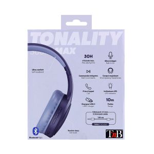 Слушалки TNB Tonality, с Bluetooth, USB Type-C, 117 dB, тъмносини