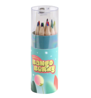 Цветни моливи Bangoberry Piggy Pig, 12 цвята тубус