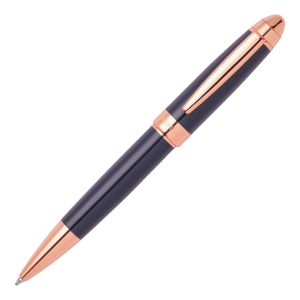 Hugo Boss Химикалка Icon, в кутия, синя, със златисто-розови елементи