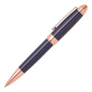 Hugo Boss Химикалка Icon, в кутия, синя, със златисто-розови елементи