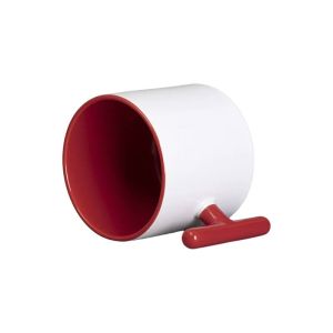 BESTSUB Чаша, керамична, с Т-образна дръжка, 270 ml, бяло-червена