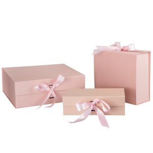 Office 1 Кутия Gift Box, с магнитно затваряне, сгъваема, 33 х 27 х 12 cm, розова