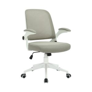 Офис стол RFG Pretty White W, дамаска и меш, Tilt механизъм, до 120 kg, сив