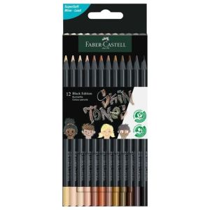 Цветни моливи Faber-Castell Black Edition 12 цвята, телесен цвят