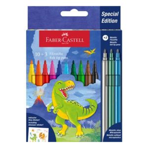 Флумастери Faber Castell Динозавър, 10+3 цвята