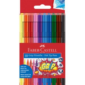 Флумастери Faber-Castell Grip, 10 цвята