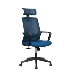 Директорски стол RFG Smart HB, дамаска и меш, Tilt механизъм, до 120 kg, тъмносиня седалка, тъмносиня облегалка