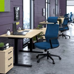Директорски стол RFG Smart HB, дамаска и меш, Tilt механизъм, до 120 kg, тъмносиня седалка, тъмносиня облегалка