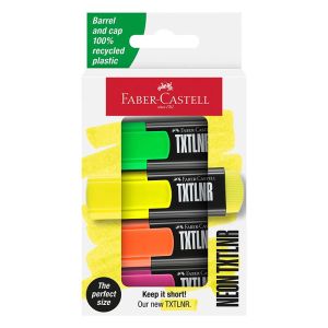 Текст маркер Faber Castell, 4 броя, Мини,неон
