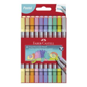 Флумастери Faber Castell 10 цвята,двойни,Пастел