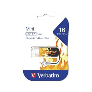USB флаш памет Verbatim Mini Elements, USB 2.0, 16 GB, огън