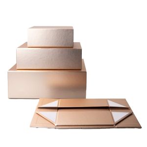 Office 1 Кутия Natural, с магнитно затваряне, сгъваема, 20 х 18 х 8 cm, златиста