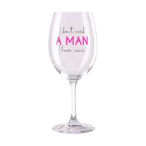 Чаша за вино Takk Mood, I don't need a man, I have wine, стъклена