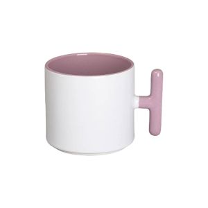 BESTSUB Чаша, керамична, с Т-образна дръжка, 270 ml, бяло-розова
