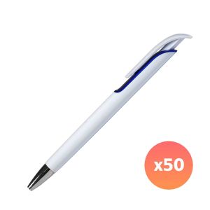 Office 1 Химикалка Milky Way, пластмасова, с брандиране, синя, 50 броя
