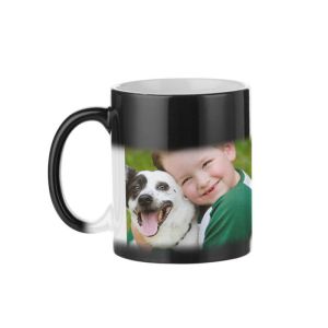 BESTSUB Магическа чаша, керамична, 330 ml, черен гланц, с възможност за персонализация