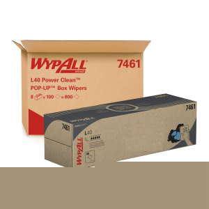 Кърпи за почистване Kimberly-Clark WypAll L40 7461, в кутия, 25 х 41.5 cm, бели, 100 броя