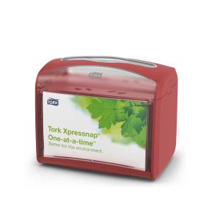 Диспенсър за салфетки Tork Table Top N4, червен, 20 х 14.1 х 16.9 cm