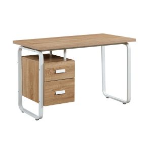 Офис бюро RFG Shape O, 120 х 60 х 76 cm, меламин дъб, бял метал, с контейнер