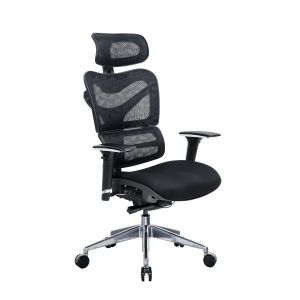 Ергономичен стол RFG TECH@GAMES, Multi-function механизъм, до 250 kg, черна седалка, черна облегалка