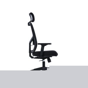 Ергономичен стол RFG Snow Black HB, дамаска и меш, Multi-function механизъм, до 120 kg, черна седалка, черна облегалка