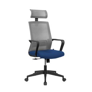 Директорски стол RFG Smart HB, дамаска и меш, Tilt механизъм, до 120 kg, тъмносиня седалка, сива облегалка