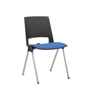 Посетителски стол RFG Sweet Chrome Black, до 120 kg, син, 2 броя в комплект