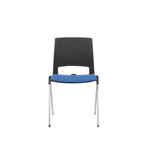 Посетителски стол RFG Sweet Chrome Black, до 120 kg, син, 2 броя в комплект
