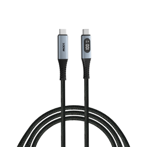 Кабел Verbatim Sync & Charge, USB Type-C към USB Type-C, с дисплей, 100 W, 120 cm
