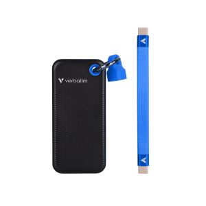 Външен SSD твърд диск Verbatim Pocket, 1 TB, джобен, USB 3.2, черно-син