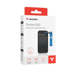 Външен SSD твърд диск Verbatim Pocket, 1 TB, джобен, USB 3.2, черно-син