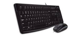 Клавиатура и мишка Logitech MK120, с кабел, черни, USB, без кирилизация