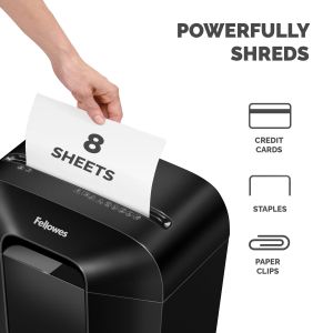 Шредер за унищожаване на документи Fellowes LX41, P-4, Micro-Cut, 17 L, черен, време за работа 5 мин