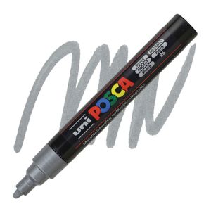 Перманентен маркер Uni Posca PC-5M на водна основа, 1.8-2.5 mm, Сребрист