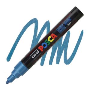 Перманентен маркер Uni Posca PC-5M на водна основа Металик Син