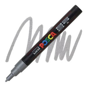 Перманентен маркер Uni Posca PC-3M на водна основа, 0.9-1.3 mm, Сребрист