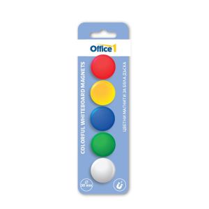 Office 1 Магнити, за бяла дъска, цветни, 30 mm, 5 броя