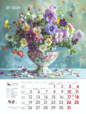 Стенен календар 8-листов, букети