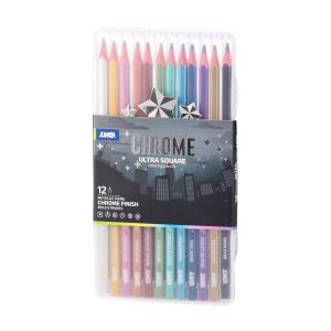 Цветни моливи Junior Ultra Square, хром, 12 цвята