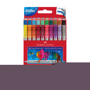 Faber-Castell Флумастери Glitter, двойни, 20 цвята