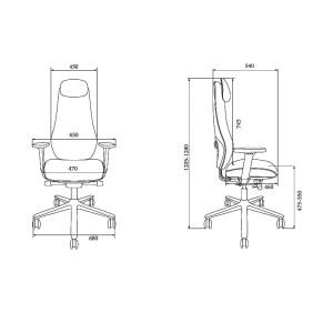 Ергономичен стол RFG Matis HB, дамаска, до 130 kg, черен