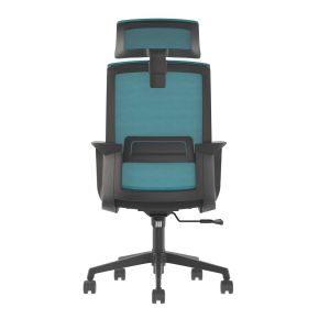 Директорски стол RFG Smart HB, дамаска и меш, Tilt механизъм, до 120 kg, черна седалка, синя облегалка