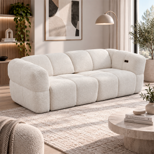Диван тройка с електрически механизъм ORTONA LUX - крем