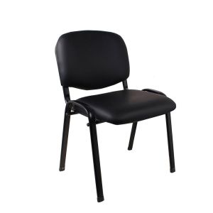 Посетителски стол Iso Iron Black, екокожа, черен, 7 броя в комплект