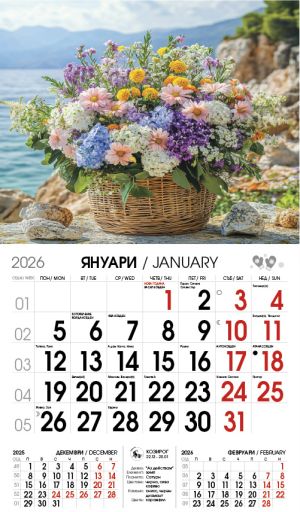 Стенен работен календар РК Мини с цветна глава,асорти